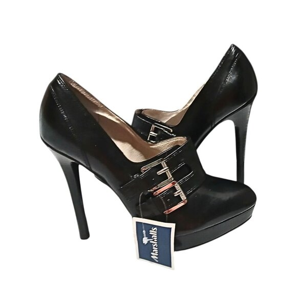 Michael Kors Womens Leather Stiletto Platform High Heels Size 8 Becca Buckle - Picture 1 of 6